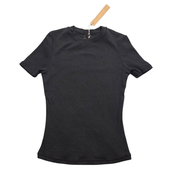 SKIMS Cotton Rib TShirt Top Shirt Black Soot XXSmall NWT - Picture 1 of 4
